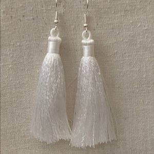 White Tassel Earrings